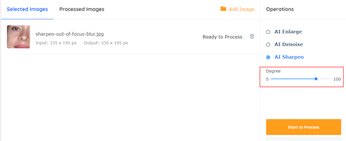 Adjust degree to sharpen
